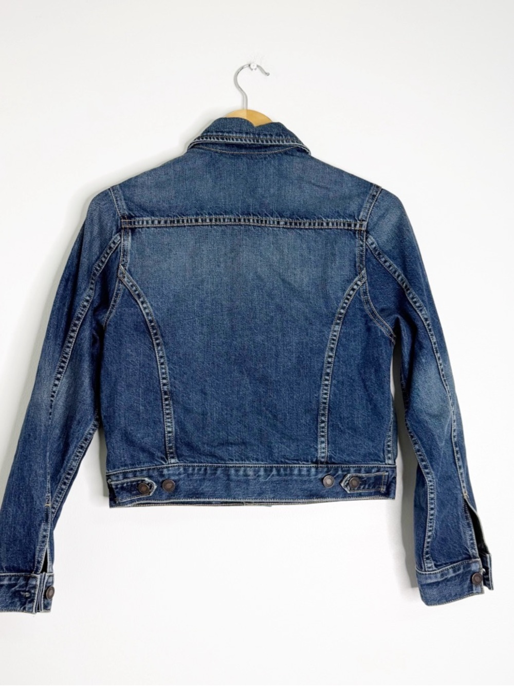 Nili Lotan Denim Jacket Small Cropped Button Front USA Made Jean - Picture 2 of 8